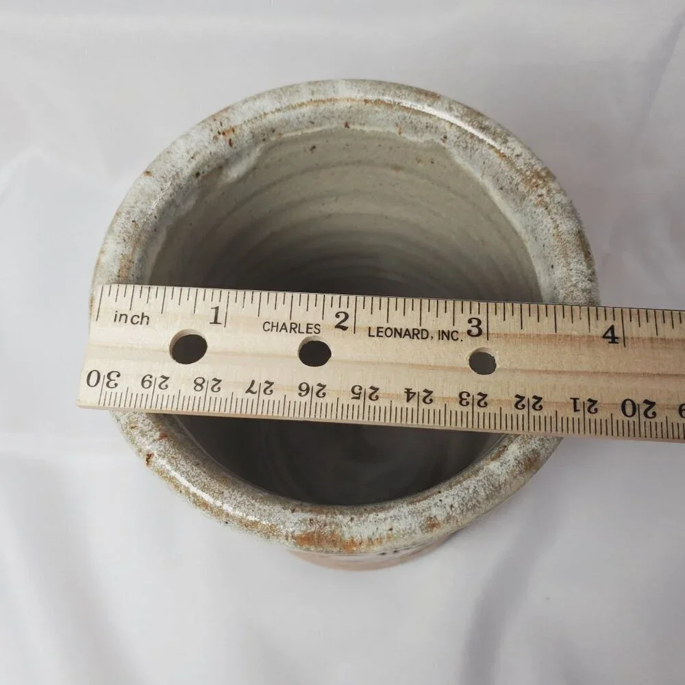 Stoneware Wheat Country Motif Vase/Beech Holder Artisan Studio Art 5.5